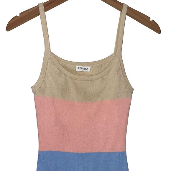 Storia Multi Color Striped Ribbed Bodycon Mini Dress Size Small - Picture 4 of 14